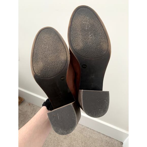 Lucky Brand Machiko Brown Leather Distressed Heeled Mule Booties Size 9 - Picture 3 of 7